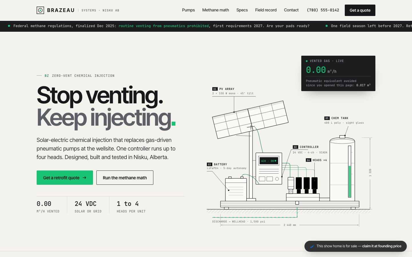 Brazeau Systems: concept website by LaunchBird Websites for a fictional oil & gas firm