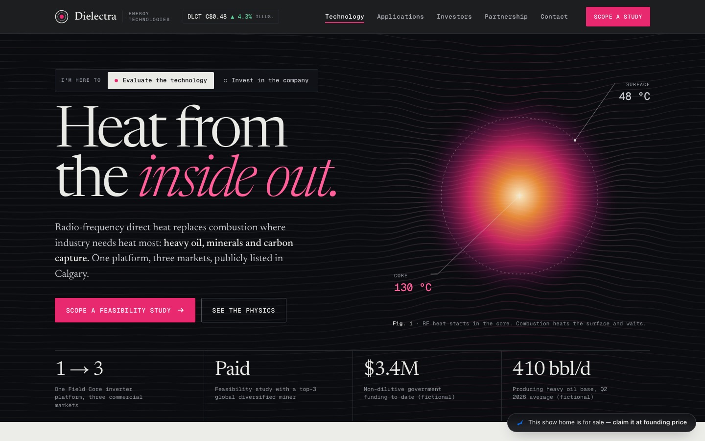 Dielectra Energy: concept website by LaunchBird Websites for a fictional oil & gas firm